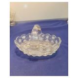 Crystal Glass Basket with Scalloped Edge