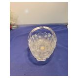 Crystal Glass Basket with Scalloped Edge