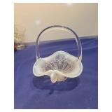 Opalescent Glass Basket with Handle