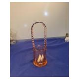 Pink Depression Glass Swan basket