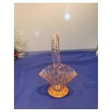 Pink Glass Basket with Handle