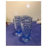 9 Blue Glass Tumbler Set - Textured Pattern