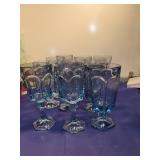 Light Blue Glass Goblets Set of 12