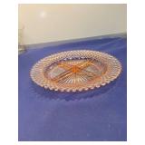 Pink Depression Glass Divided Serving Dish