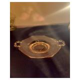 Pink Depression Glass Octagonal Handled Plate