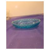 Blue Glass Diamond Pattern Bowl