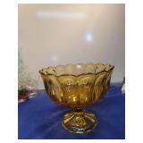 Amber Glass Pedestal Bowl