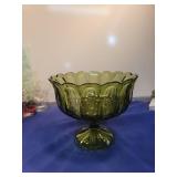 Green Glass Footed Dessert Bowl