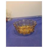 Amber Glass Scalloped Edge Bowl