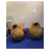 Decorative Ceramic Bird Figurines with Floral Design