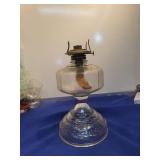 Clear Glass Oil Lamp Base with Textured Pattern