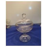 Clear Glass Pedestal Candy Dish with Lid