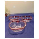 Ruby Red Rim Glass Dessert Bowls Set