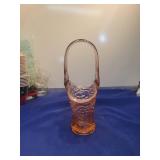 Pink Glass Basket with Textured Design