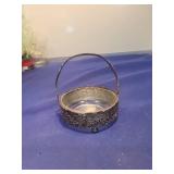 Ornate Silver Plated Basket Bowl with Handle