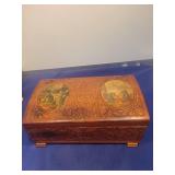 Decorative Wooden Box with Religious Scene Medallions
