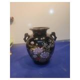 Japanese Black Porcelain Floral Vase