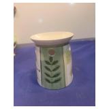 Ceramic Oil Burner with Green Leaf Design
