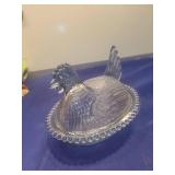 Glass Hen on Nest Candy Dish