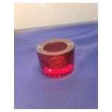 Red Glass Tealight Candle Holder