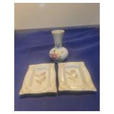 Floral Porcelain Set - Bud Vase and Trinket Dishes
