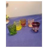 Colorful Cut Glass Votive Candle Holders Set