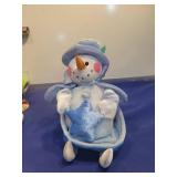 Blue Plush Sitting Snowman Decoration