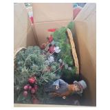 Holiday Decorative Box with Artificial Pine and Ornaments
