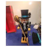 Wooden Nutcracker with Top Hat and Staff arm needs glue back on
