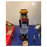 Wooden Waiter Nutcracker Figure piece needs glue back on