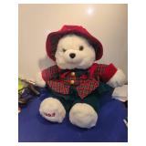 1993 Holiday White Teddy Bear in Plaid Outfit