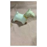 White Glass Scottie Dog Figurine with Gold Collar