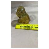Amber Glass Dog Figurine with Chain Collar