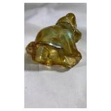 Amber Glass Dog Figurine with Chain Collar