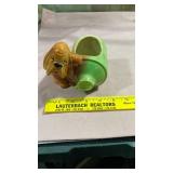 Brown Puppy Green Ceramic Planter