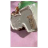 Brown Puppy Green Ceramic Planter