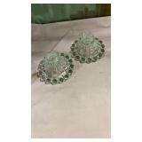 Pressed Glass Candleholder Set with Hobnail Rim