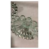 Pressed Glass Candleholder Set with Hobnail Rim