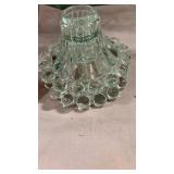 Pressed Glass Candleholder Set with Hobnail Rim