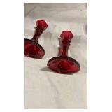 Ruby Red Glass Candlesticks