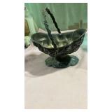 Japanese Metal Floral Pedestal Bowl