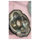 Japanese Metal Floral Pedestal Bowl