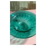 Teal Glass Pedestal Bowl