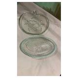Clear Glass Apple Plate and Oval Serving Platter Set