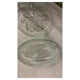 Clear Glass Apple Plate and Oval Serving Platter Set
