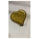 Amber Glass Heart Trinket Dish