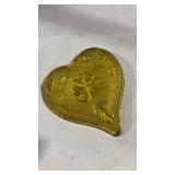 Amber Glass Heart Trinket Dish