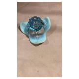 Blue Art Glass Cat Candle Holder
