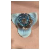 Blue Art Glass Cat Candle Holder