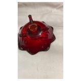 Ruby Red Glass Pumpkin Candle Holder